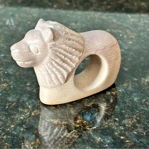 Hand Carved SOAP STONE LION Napkin Ring